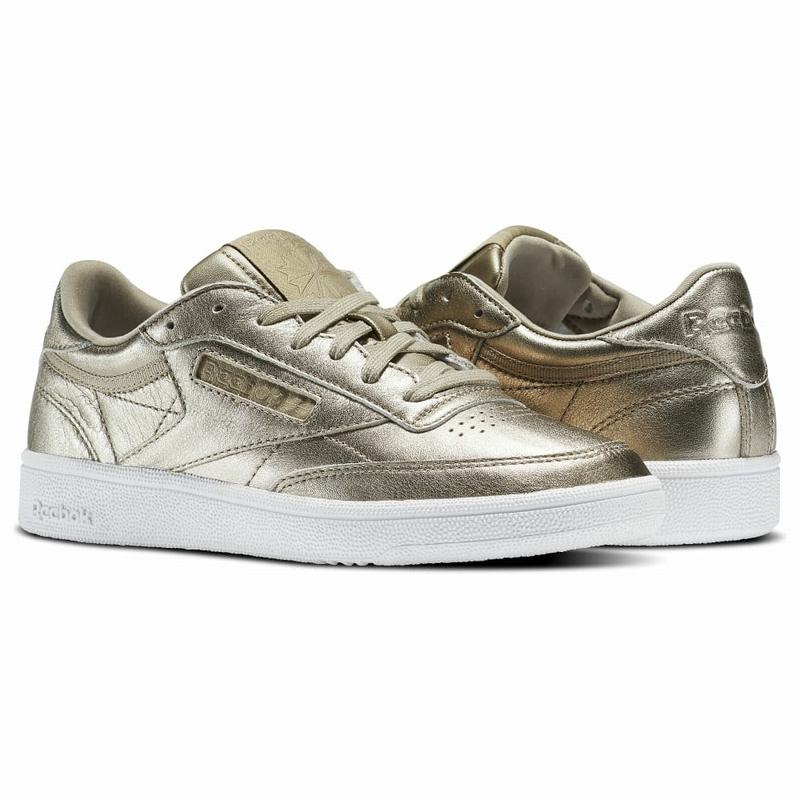 Tenisi Reebok Club C 85 Melted Metals Dama Aurii/Gri Aurii/Albi Romania ZC2751YV